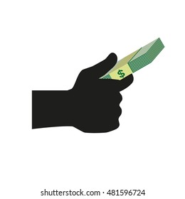 Hand holding money, vector
