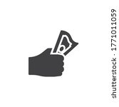Hand holding money vector icon. filled flat sign for mobile concept and web design. Earn money glyph icon. Symbol, logo illustration. Vector graphics