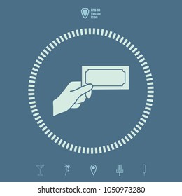 Hand holding money vector icon. Flat design style