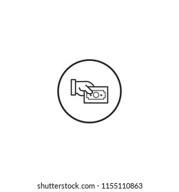 Hand holding money vector icon 