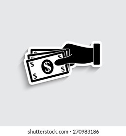  hand holding money - vector icon
