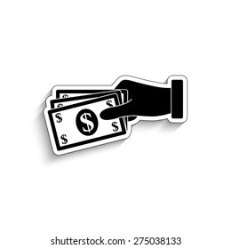  hand holding money - vector icon