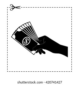 hand holding money vector icon