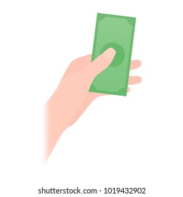 Hand holding money vector illustration