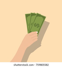 Hand holding money, vector illustration design. Hands collection.