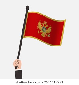 Hand Holding Montenegro Waving Flag