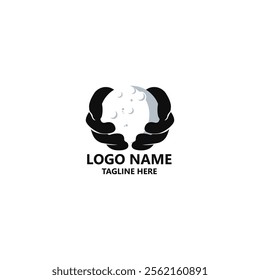 hand holding the moon logo design vector