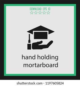 hand holding mortarboard  vector icon