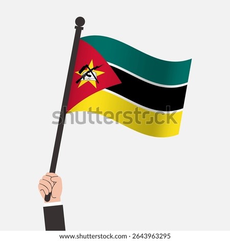 Hand Holding Mozambique Waving Flag