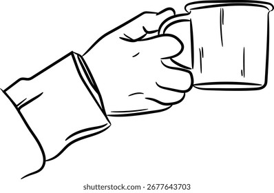 Mano que sostiene una ilustración de la taza
