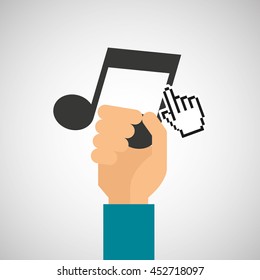 hand holding music note design icon, vector illustration