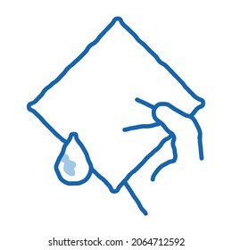 Hand Holding Napkin sketch icon vector. Hand drawn blue doodle line art Hand Holding Napkin sign. isolated symbol illustration