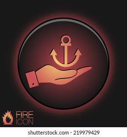 hand holding a Nautical Anchor vector. anchor seafaring character. icon marine instrument