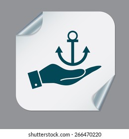 hand holding a Nautical Anchor vector. anchor seafaring character. icon marine instrument