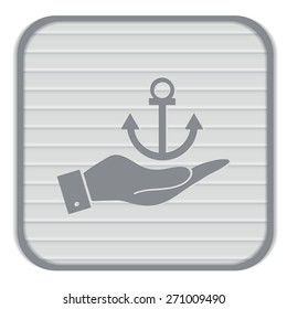 hand holding a Nautical Anchor vector. anchor seafaring character. icon marine instrument