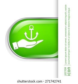 hand holding a Nautical Anchor vector. anchor seafaring character. icon marine instrument