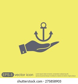 hand holding a Nautical Anchor vector. anchor seafaring character. icon marine instrument