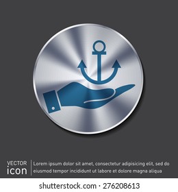 hand holding a Nautical Anchor vector. anchor seafaring character. icon marine instrument