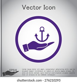hand holding a Nautical Anchor vector. anchor seafaring character. icon marine instrument