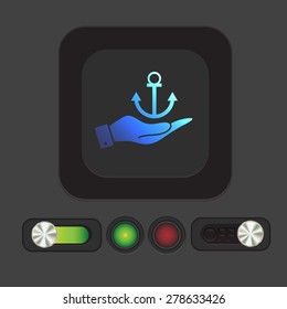 hand holding a Nautical Anchor vector. anchor seafaring character. icon marine instrument