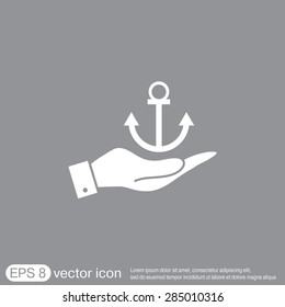 hand holding a Nautical Anchor vector. anchor seafaring character. icon marine instrument