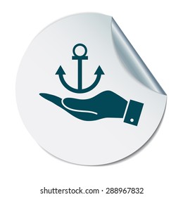 hand holding a Nautical Anchor vector. anchor seafaring character. icon marine instrument