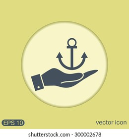 hand holding a Nautical Anchor vector. anchor seafaring character. icon marine instrument