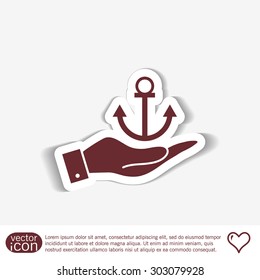 hand holding a Nautical Anchor vector. anchor seafaring character. icon marine instrument