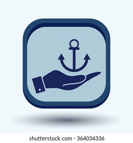 hand holding a Nautical Anchor vector. anchor seafaring character. icon marine instrument