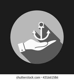 hand holding a Nautical Anchor vector. anchor seafaring character. icon marine instrument