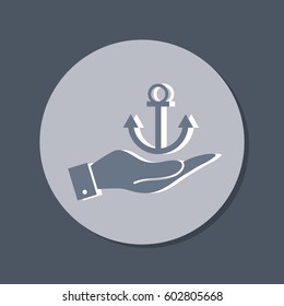 hand holding a Nautical Anchor vector. anchor seafaring character. icon marine instrument