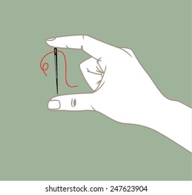 hand holding needle icon . Vector illustration. 