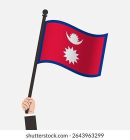 Bandeira de mão segurando Nepal acenando