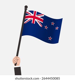 Hand Holding New Zealand Waving Flag