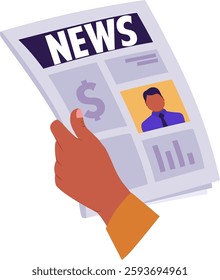 Hand Holding Newspaper Vector Illustration