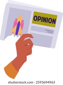 Hand Holding Newspaper Vector Illustration