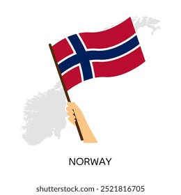 Hand holding nordic Norway flag