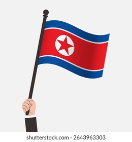 Hand Holding North Korea Waving Flag