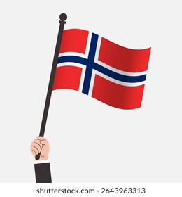 Hand Holding Norway Waving Flag