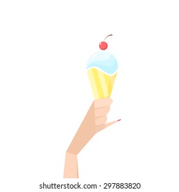 hand holding object- ice cream