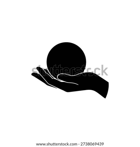 Hand Holding Object Silhouette Vector. Gripping Round Item Black Silhouette. Human Hand Grasp Clip Art Illustration.
