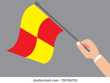 Hand holding the offside flag - Offside of concept design with simple vector