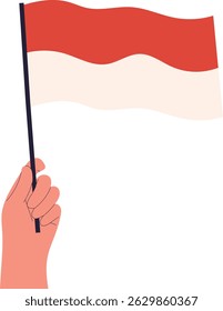 Hand Holding on the Indonesian Flag to Celebration Indonesian Independence Day. Vector Illustration Design