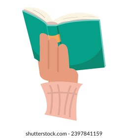 Hand Holding with open book flat