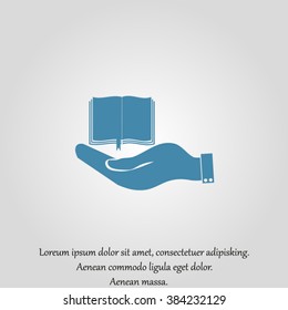 hand holding a open book. symbol icon book