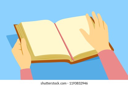 Hand Holding Open Book Vector Illustration Icon