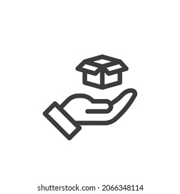 Hand Holding An Open Box Icon With White Background