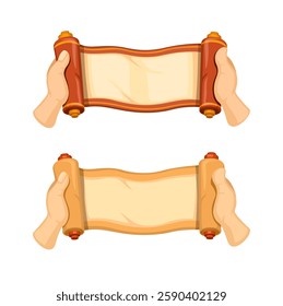 Hand Holding and Open Scroll Paper