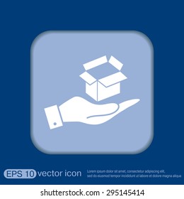 hand holding a Opened cardboard box
