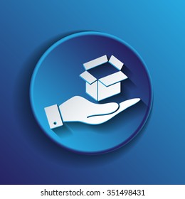 hand holding a Opened cardboard box
